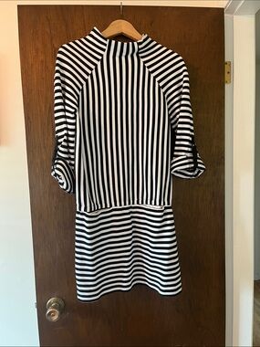 Kenneth Cole Black & White Striped Mini Dress